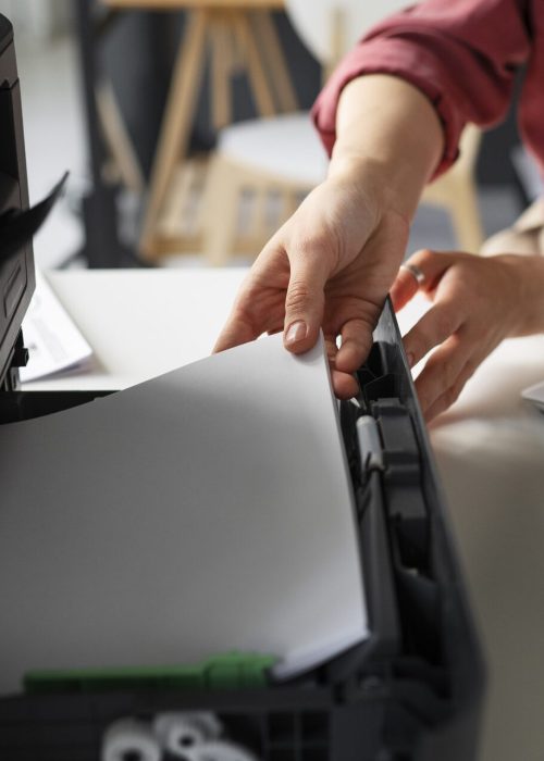 woman using printer